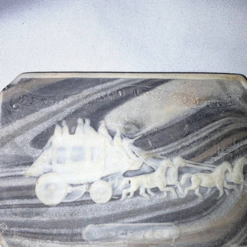 Belt Buckle Vintage‎ Stagecoach Marbled Grey White OS